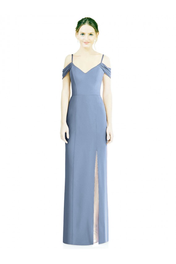 Soft Chiffon Off the Shoulder Cold Shoulder Open Back Long Formal Evening Gown / Bridesmaid Dress Essex