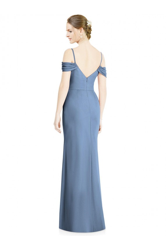 Soft Chiffon Off the Shoulder Cold Shoulder Open Back Long Formal Evening Gown / Bridesmaid Dress Essex