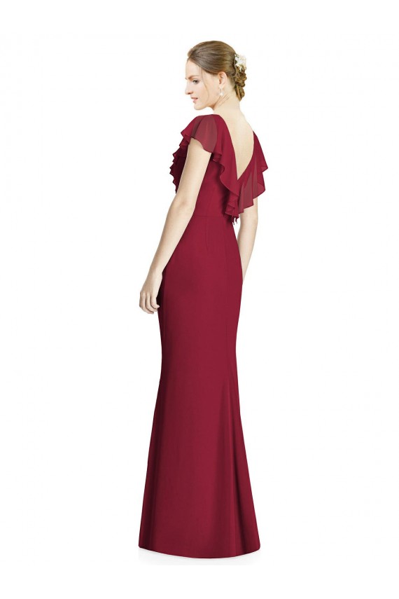 Soft Chiffon V-Neck Sleeveless V-Back Trumpet Long Bridesmaid Dress Essex