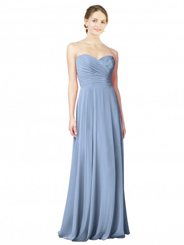 Chiffon Sweetheart Sleeveless Low Back Long Wedding Party Dress Essex