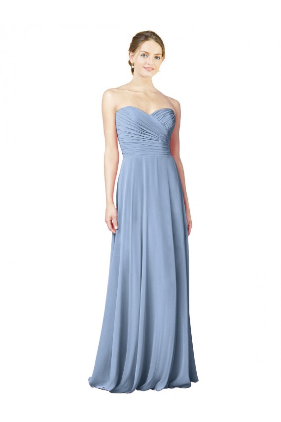 Chiffon Sweetheart Sleeveless Low Back Long Wedding Party Dress Essex