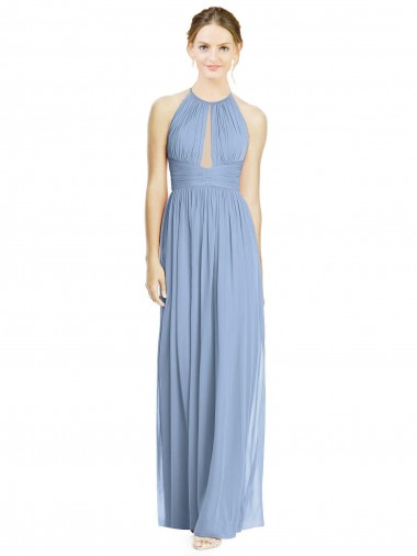 Chiffon Halter Neck Sleeveless Long Wedding Party Dress Essex