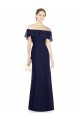 Soft Chiffon Off the Shoulder Sleeveless Dark Navy Long Bridesmaid Dress Essex