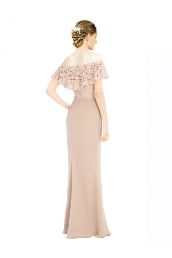 Soft Chiffon & Lace Off the Shoulder Sleeveless Long Prom Dress / Bridesmaid Dress Essex
