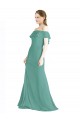 Soft Chiffon Off the Shoulder Sleeveless Icelandic Silver Long Bridal Party Dress Essex