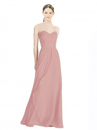 Soft Chiffon Sweetheart Sleeveless Low Back Long Bridesmaid Dress / Formal Dress Essex