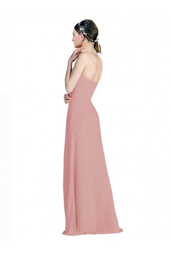 Soft Chiffon Sweetheart Sleeveless Low Back Long Bridesmaid Dress / Formal Dress Essex
