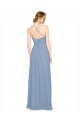 Chiffon Halter Neck Sleeveless Open Back Dusty Blue Long Bridesmaid Dress / Evening Dress Essex