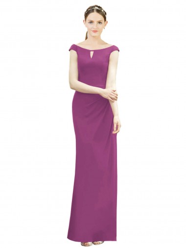 Soft Chiffon Boat Neck Sleeveless Long Bridesmaid Dress Essex