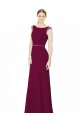 Soft Chiffon Boat Neck Sleeveless Low Back Burgundy Long Bridesmaid Dress Essex