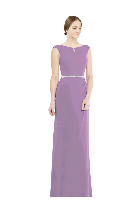 Soft Chiffon Boat Neck Sleeveless Low Back Long Formal Dress / Bridesmaid Dress Essex
