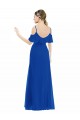 Soft Chiffon V-Neck Cold Shoulder Long High Low Bridesmaid Dress Essex