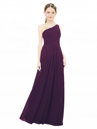 Chiffon One Shoulder Sleeveless Long Bridal Party Dress / Evening Dress Essex