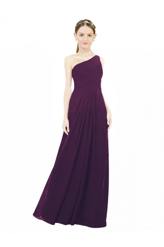 Chiffon One Shoulder Sleeveless Long Bridal Party Dress / Evening Dress Essex