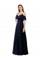 Soft Chiffon Off the Shoulder Sleeveless A-Line Long Bridesmaid Dress Essex