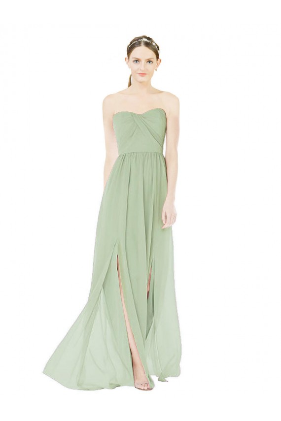 Soft Chiffon Sweetheart Sleeveless Low Back Long Semi Formal Evening Dress / Bridesmaid Dress Essex