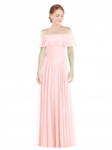 Soft Chiffon Off the Shoulder Sleeveless Long Formal Bridesmaid Dress Essex