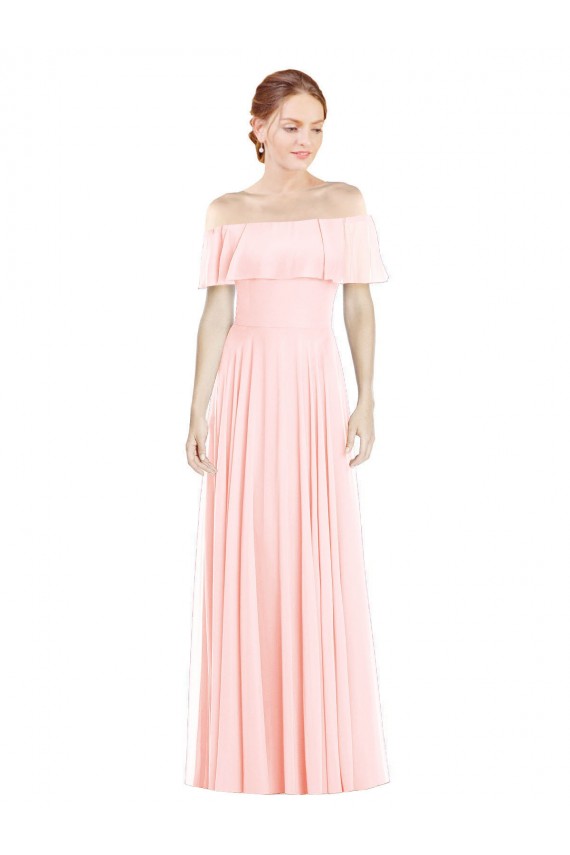 Soft Chiffon Off the Shoulder Sleeveless Long Formal Bridesmaid Dress Essex