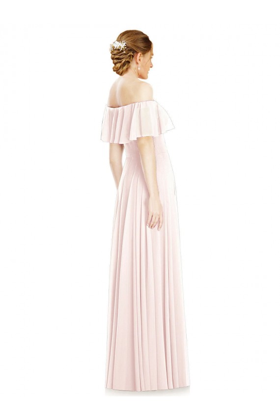 Soft Chiffon Off the Shoulder Sleeveless Long Formal Bridesmaid Dress Essex