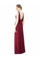 Soft Chiffon V-Neck Sleeveless V-Back Burgundy Long Bridesmaid Dress / Formal Dress Essex