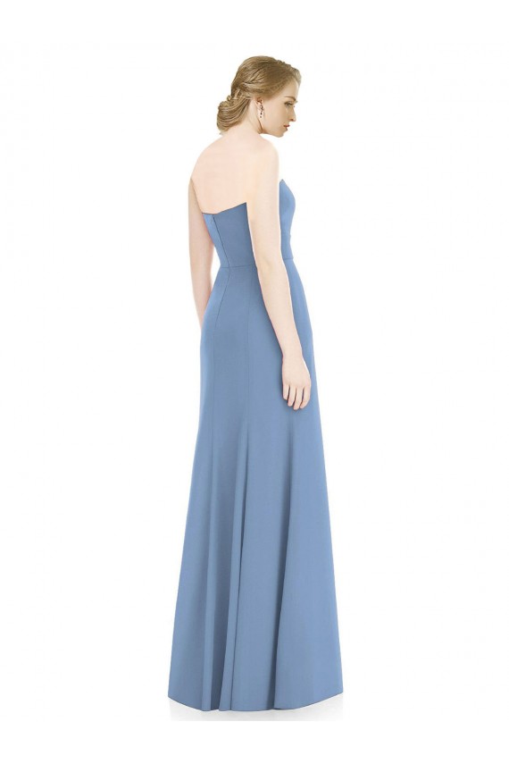 Soft Chiffon Sweetheart Sleeveless Dusty Blue Long Bridesmaid Dress Essex