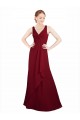 Chiffon V-Neck Sleeveless Burgundy Long Bridesmaid Dress / Evening Dress Essex