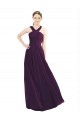 Soft Chiffon Halter Neck Sleeveless Grape Long Bridesmaid Dress Essex
