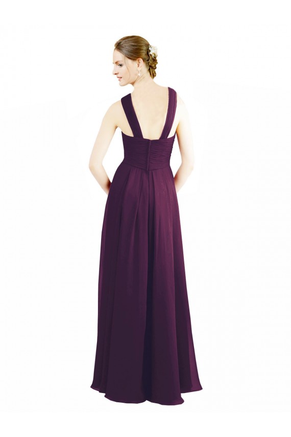 Soft Chiffon Halter Neck Sleeveless Grape Long Bridesmaid Dress Essex