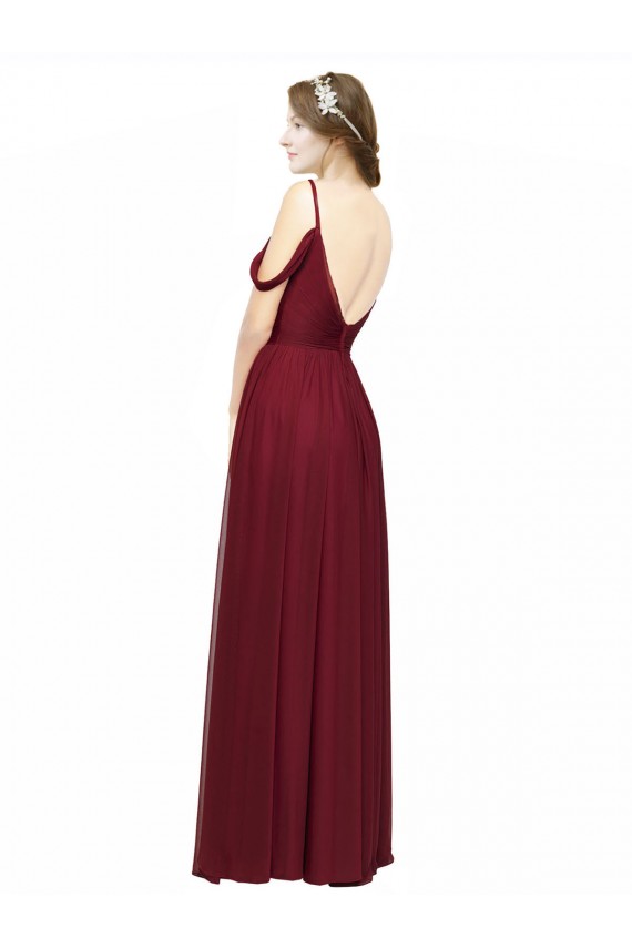 Chiffon Off the Shoulder Sleeveless Low Back Long Bridesmaid Dress / Evening Dress Essex