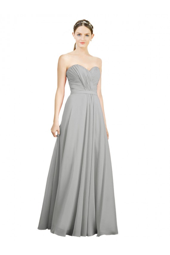 Soft Chiffon Sweetheart Sleeveless Low Back Long Bridesmaid Dresses Essex