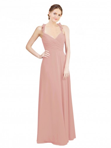 Chiffon Sweetheart Sleeveless Keyhole Back Long Bridesmaid Evening Dress Essex