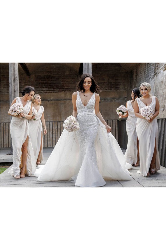 Soft Chiffon V-Neck Sleeveless Low Back Long Bridesmaid Dress Essex