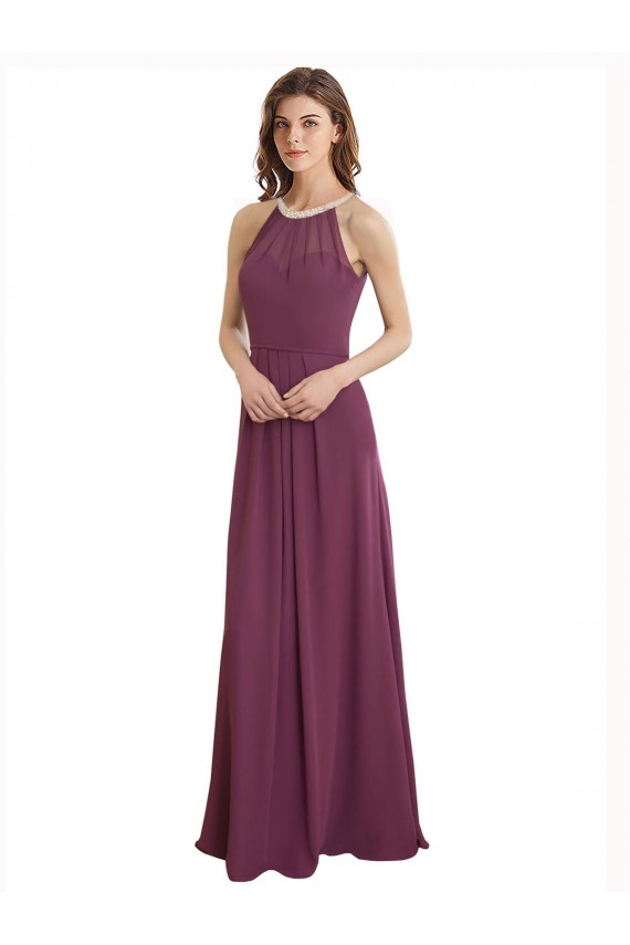 Chiffon Sweetheart Sleeveless Keyhole Back Long Bridesmaid Dress / Evening Gowns Essex