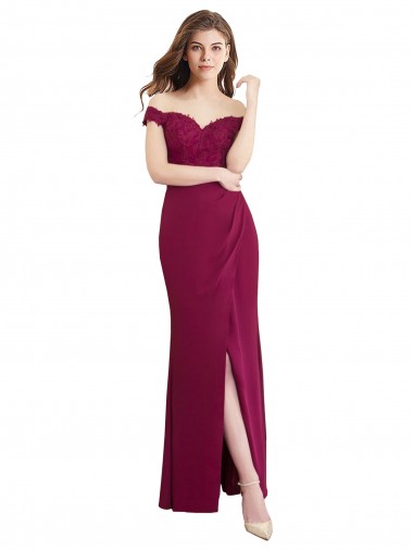 Soft Chiffon & Lace Off the Shoulder Sleeveless Long Bridesmaid Dress / Formal Dress Essex