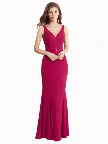 Soft Chiffon V-Neck Sleeveless V-Back Long Prom Dress / Bridesmaid Dress Essex