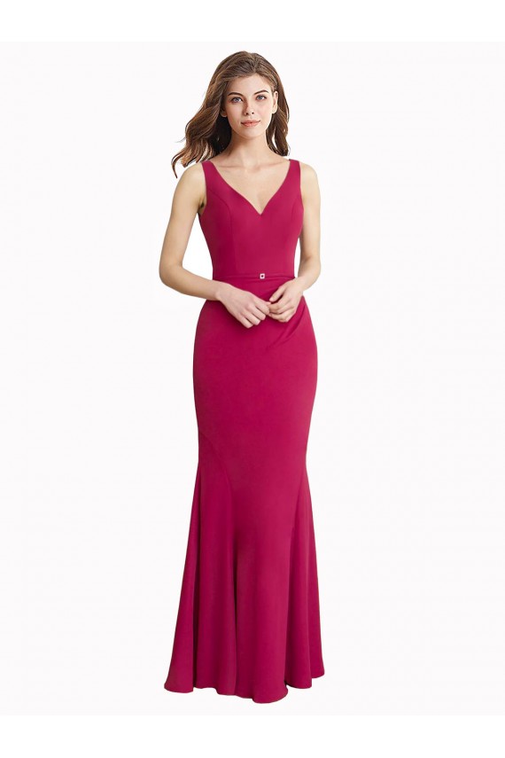 Soft Chiffon V-Neck Sleeveless V-Back Long Prom Dress / Bridesmaid Dress Essex