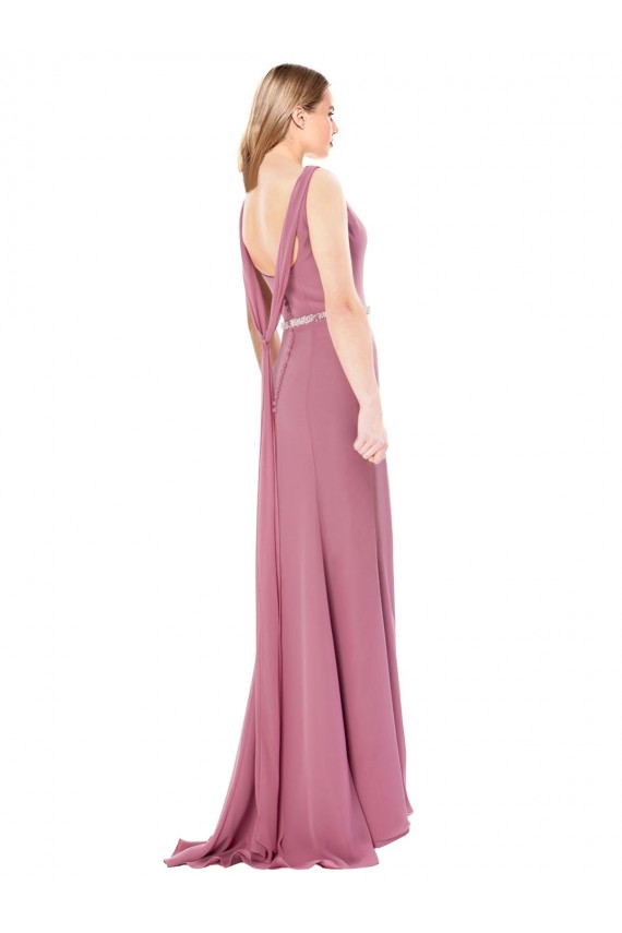Soft Chiffon Sweetheart Sleeveless Low Back Long Prom Dress / Bridesmaid Dress Essex