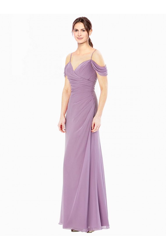 Soft Chiffon Off the Shoulder Sleeveless Long Bridesmaid Dress / Formal Dress Essex