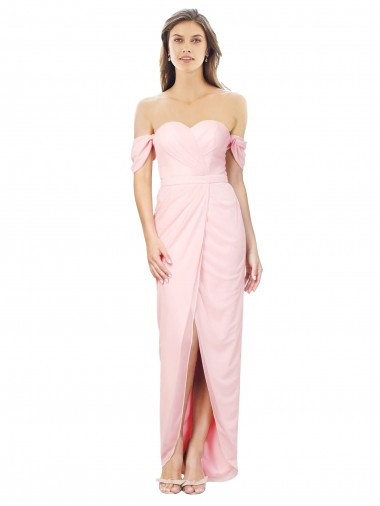 Soft Chiffon Off the Shoulder Sleeveless High Low Bridesmaid Dress Essex