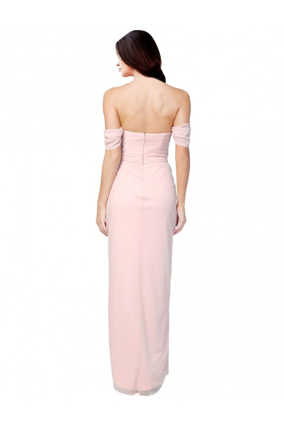 Soft Chiffon Off the Shoulder Sleeveless High Low Bridesmaid Dress Essex
