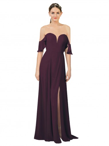 Soft Chiffon Sweetheart Cold Shoulder Long Formal Dress / Bridesmaid Dress Essex