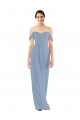 Soft Chiffon Off the Shoulder Sleeveless Dusty Blue Long Bridesmaid Dress Essex