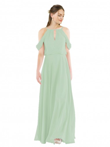 Soft Chiffon Off the Shoulder Sleeveless Sheath Long Bridesmaid Dress Essex