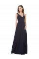 Soft Chiffon & Lace V-Neck Sleeveless Keyhole Back Long Bridesmaid Dress Essex
