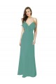 Soft Chiffon Spaghetti Straps Sleeveless Icelandic Silver Long Bridesmaid Gown Essex