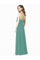 Soft Chiffon Spaghetti Straps Sleeveless Icelandic Silver Long Bridesmaid Gown Essex