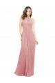 Soft Chiffon Halter Neck Sleeveless Keyhole Back Bliss Pink Long Bridesmaid Dress Essex