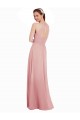Soft Chiffon Halter Neck Sleeveless Keyhole Back Bliss Pink Long Bridesmaid Dress Essex