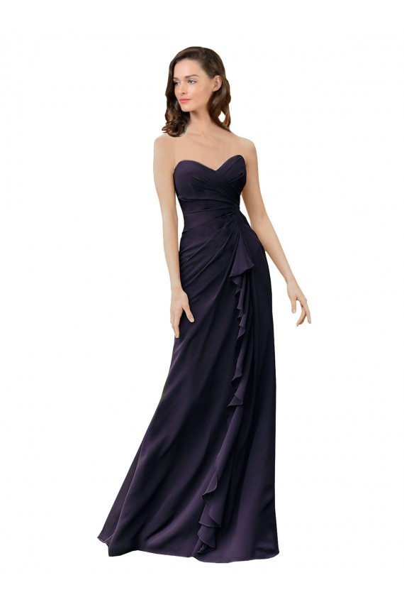 Soft Chiffon Sweetheart Sleeveless Long Bridesmaid Dress Essex