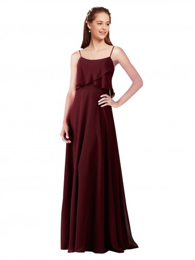 Chiffon Spaghetti Straps Sleeveless Long Bridesmaid Gowns Essex